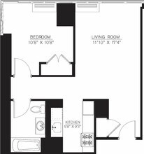 1 Bedroom A Line floors 17-41 1-17A floor plan